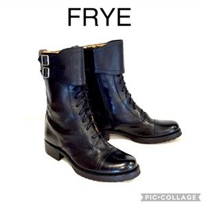 FRYE Julie Shield Combat Boots Black Size 8.5